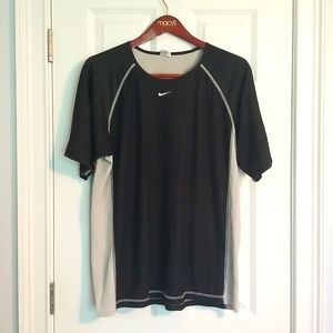 Nike Tech Shirt, Men's XL, Black with White Sides
